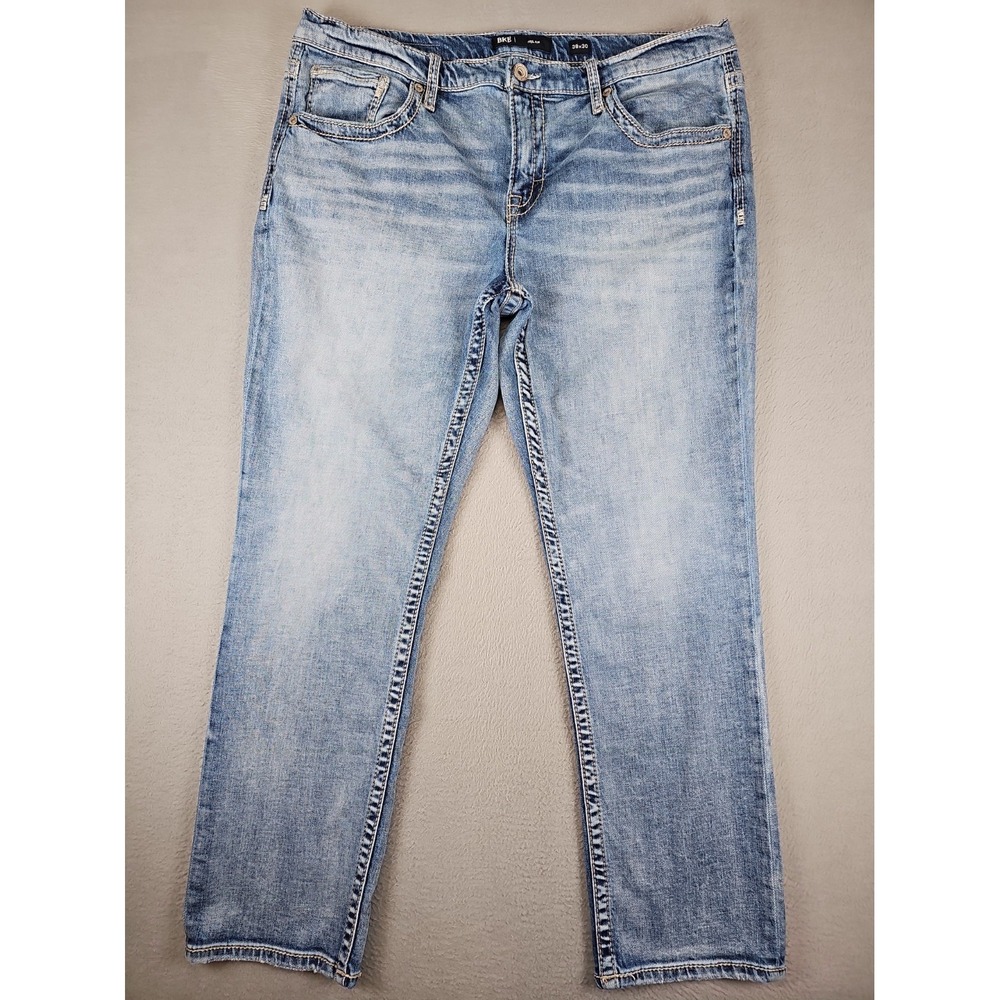 BKE Denim Nolan Straight Leg Jeans Men's 38x30 Light Wash Distressed Stretch